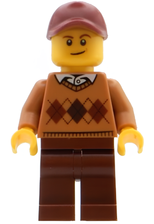 Минифигурка Lego Visitor - Male, Medium Nougat Argyle Sweater, Reddish Brown Legs adp079 U